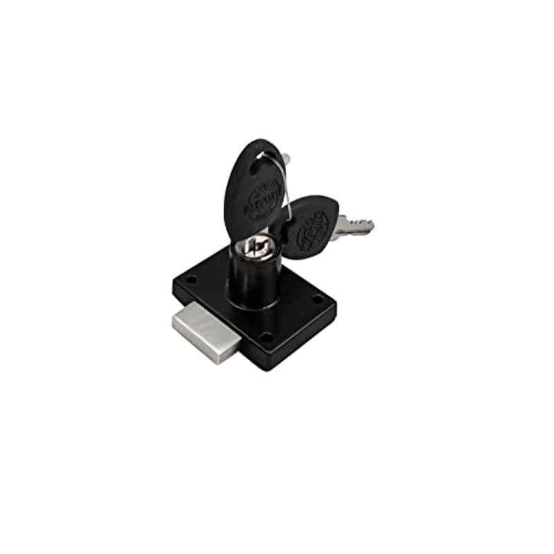 Screwtight 47x35mm Iron â€ŽBlack Cabinet Lock with 2 Keys (Pack of 2)