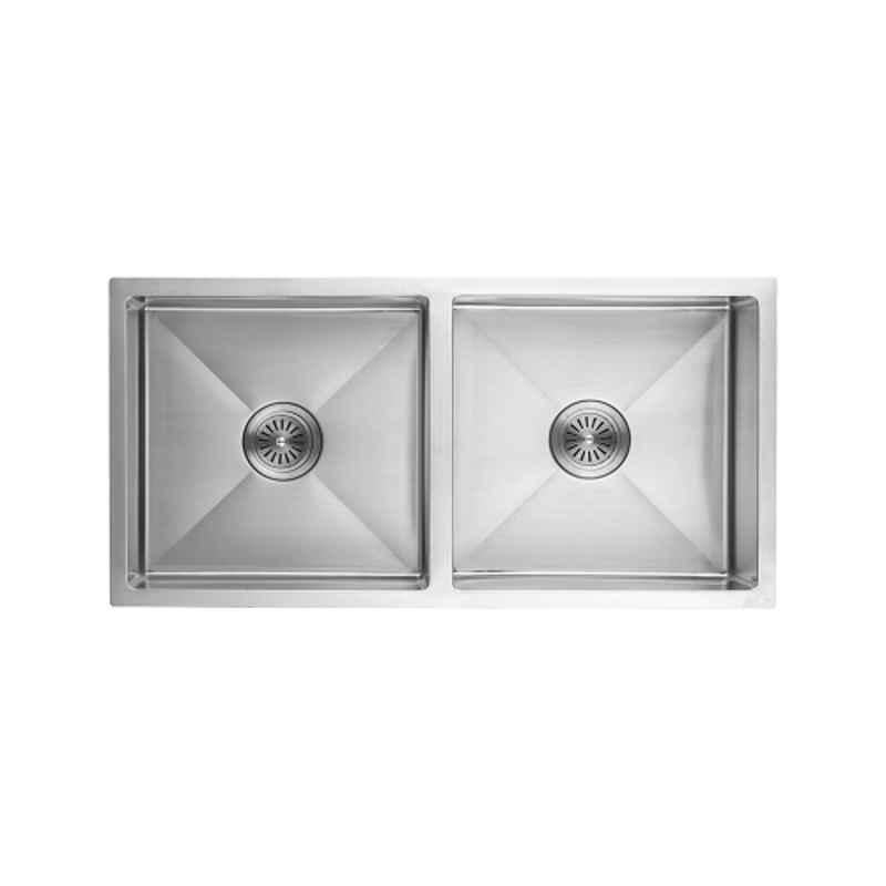 Neelkanth Handmade 1143x508mm Stainless Steel Double Bowl Matt Kitchen Sink, NKR-HM10-DB03