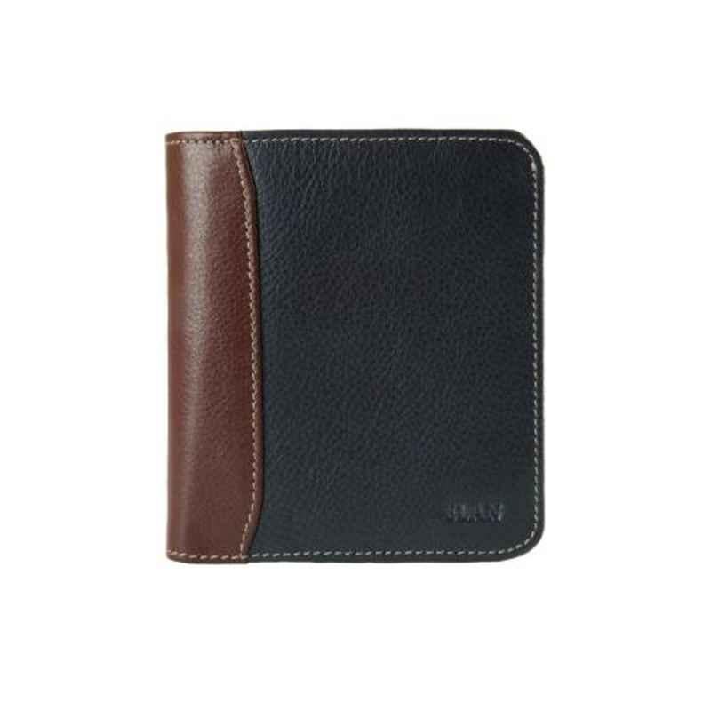 Elan Classic 9x2x11cm 8 Slot Blue Leather Vertical Bifold Zipper Coin Wallet, ECW-9605-BU