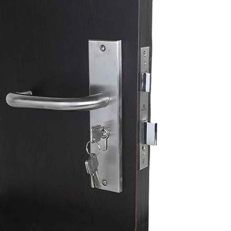 Homexpert MG1103-CYS 8 inch 60mm Stainless Steel Silver Cylindrical Plate One Side Key Mortise Door Lock Set