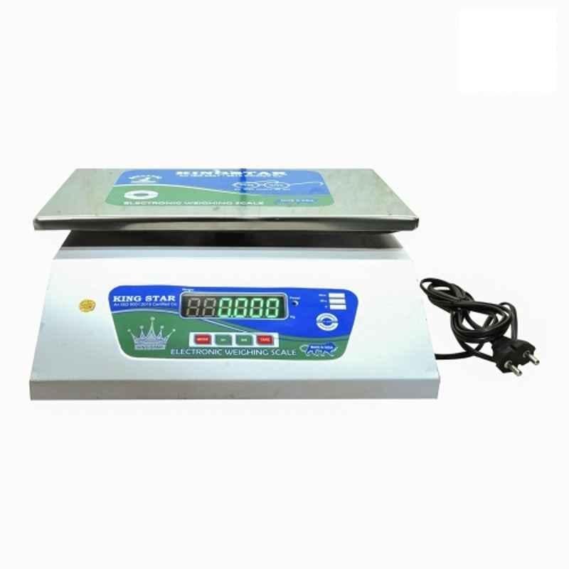 Kingstar 30kg 200x130mm Stainless Steel Bright Green LED Backlit Display Weighing Scale