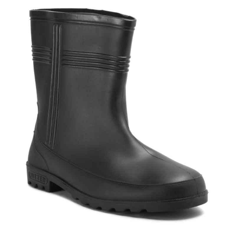 Hillson 9 Inch Hitter Plain Toe Black Work Gumboots, Size: 7