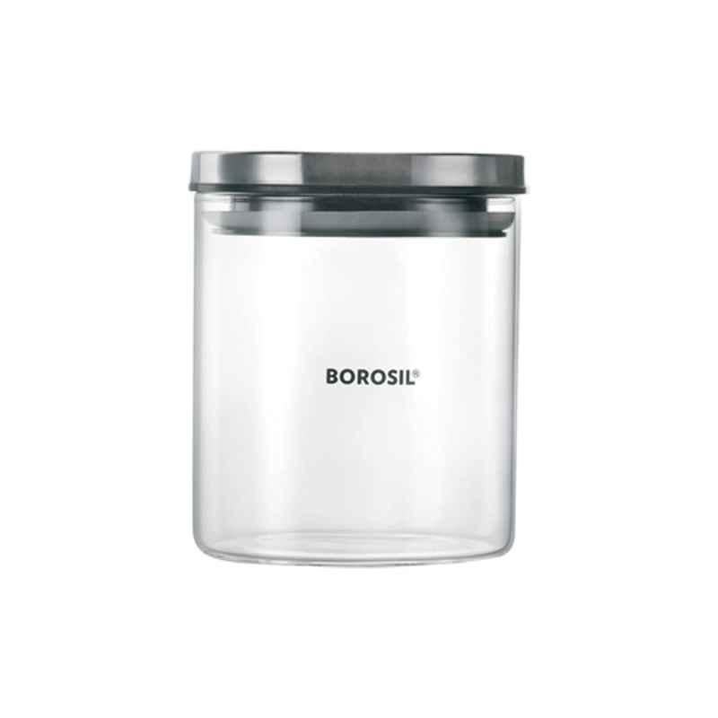 Borosil Classic 600ml Glass Transparent Air Tight Round Storage Jar, IDFCJ060001