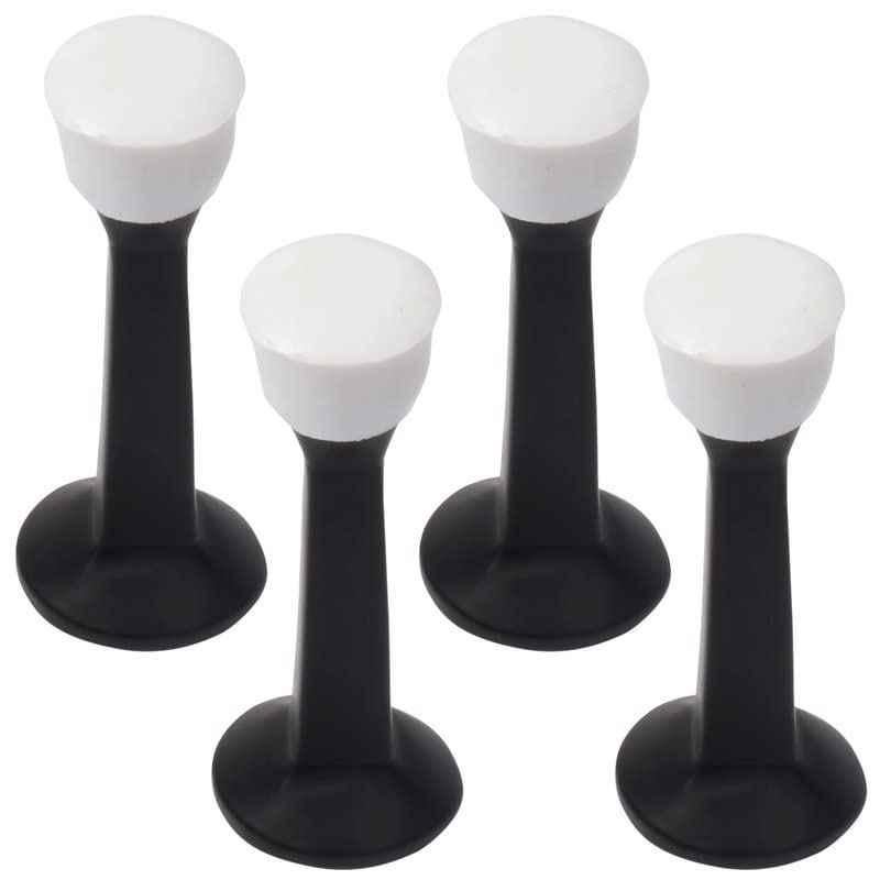 Screwtight 3 inch Zinc Black Powder Coated Wall Mounted Door Stopper, Z230403BLK-4 (Pack of 4)