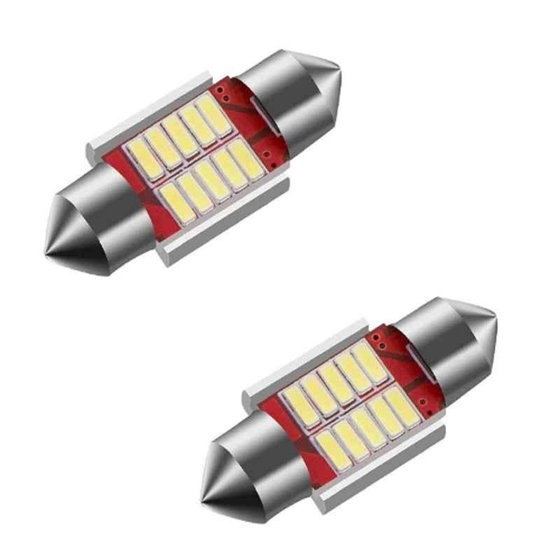 AllExtreme EX31SDW 2 Pcs 10 LED 5W White Car Interior Roof Light Bulb Set with Festoon Holder