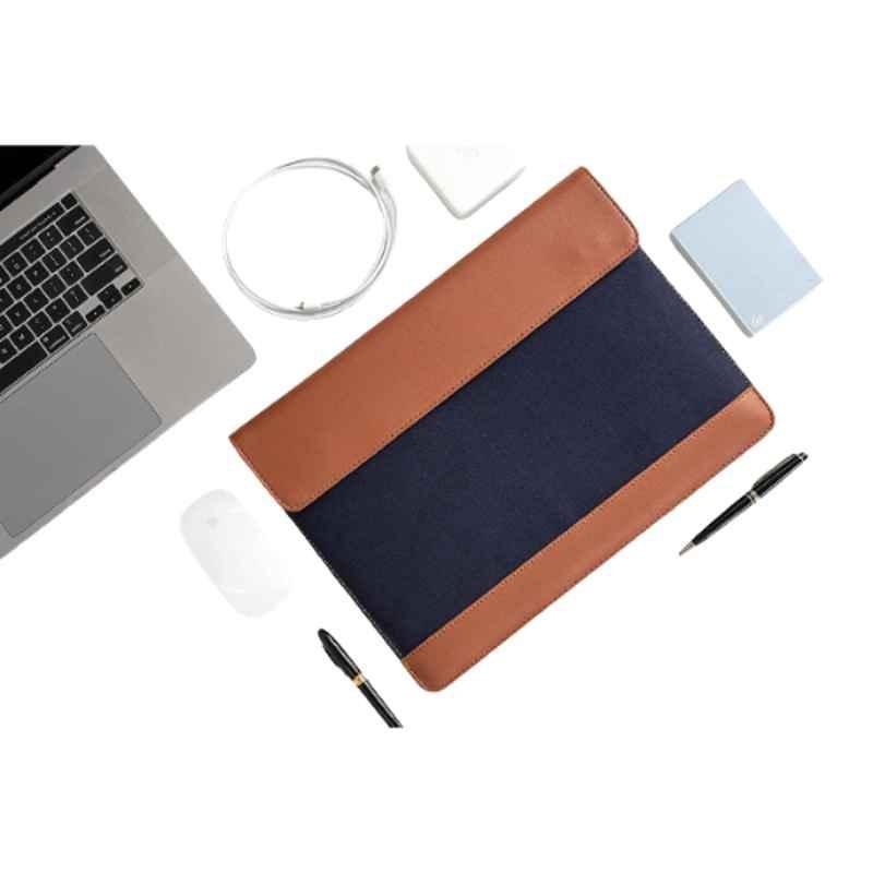 All Sorted Lapido 13.5 inch Faux Leather Navy & Tan Laptop Sleeve