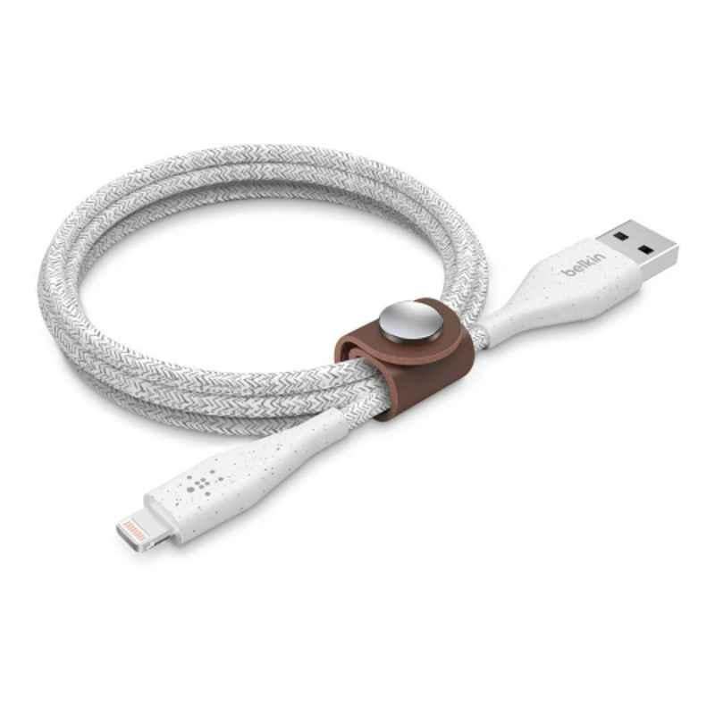 Belkin DuraTek Plus 1.2m White Lightning to USB A Cable with Strap, F8J236bt04-WHT