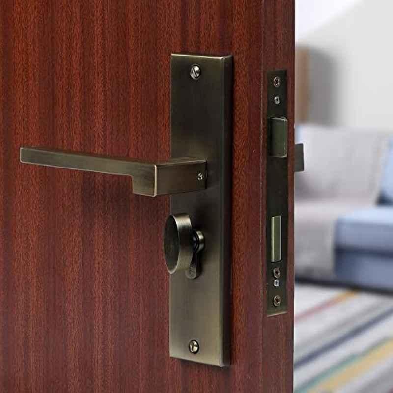 Voltizi 8 inch Stainless Steel 304 Matt Finish Cylindrical Plate Mortise Door Lock Handle Set with One Side Key, LB-306
