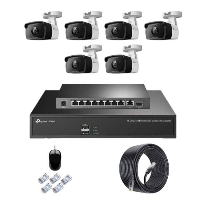 TP-Link VIGI C340I 4MP Outdoor Network IP Combo Kit with 8 Channel NVR, 6 Cameras, 10 Port POE Switch, D-LINK 100M LAN Cable & Connectors