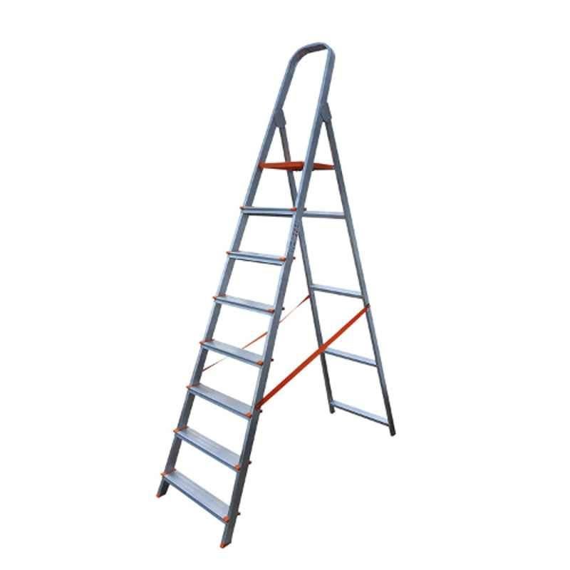 Aguerri Eco 7 Step Orange Silver Coated Aluminium Foldable Ladder with Platform, 4043