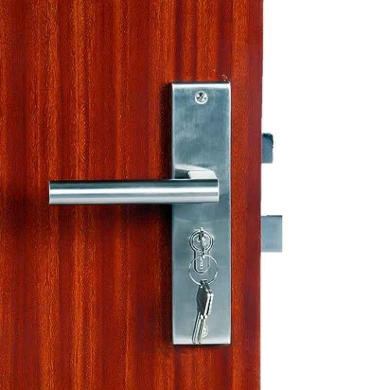 Homexpert MG301 8 inch 60mm Stainless Steel Satin Finish Cylindrical Plate One Side Key Mortise Door Lock Set
