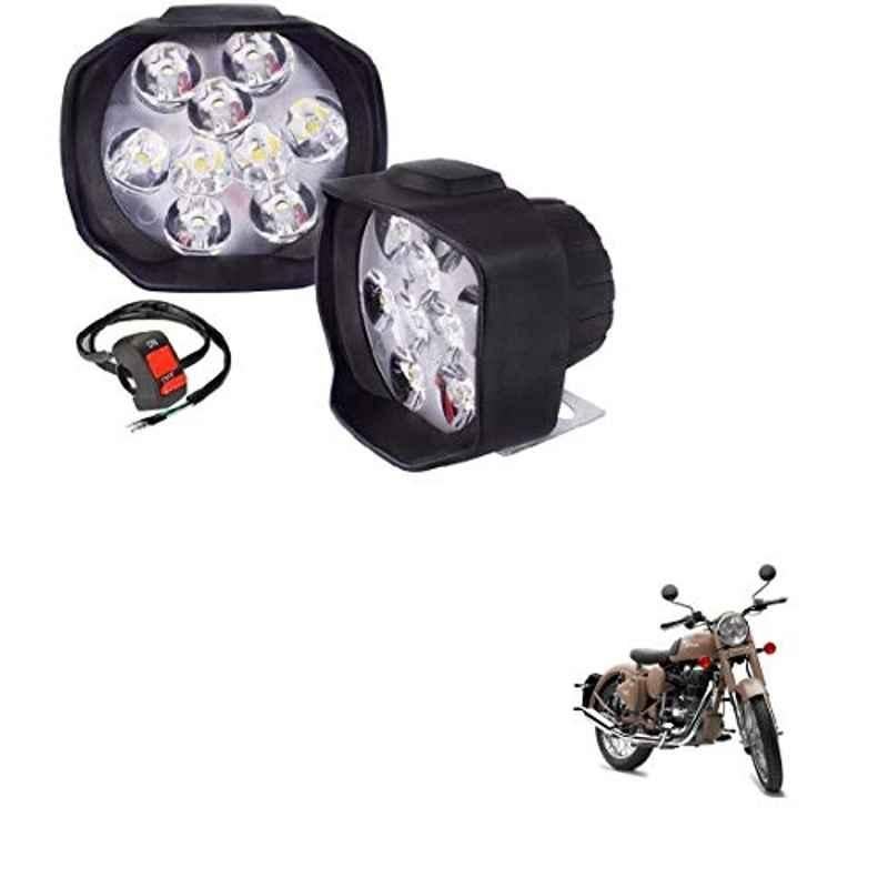 Kozdiko 2 Pcs Sheen 15W 9 LED 6000k Transformer Bumble Bee Style LED Fog Light Set for Royal Enfield Classic Desert Storme, koz_81405