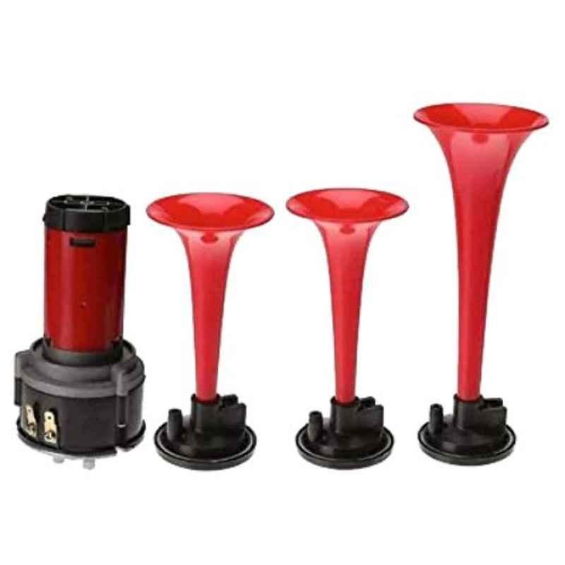 Love4ride 3 Pipe Red Air Pressure Horn for Bike & Car