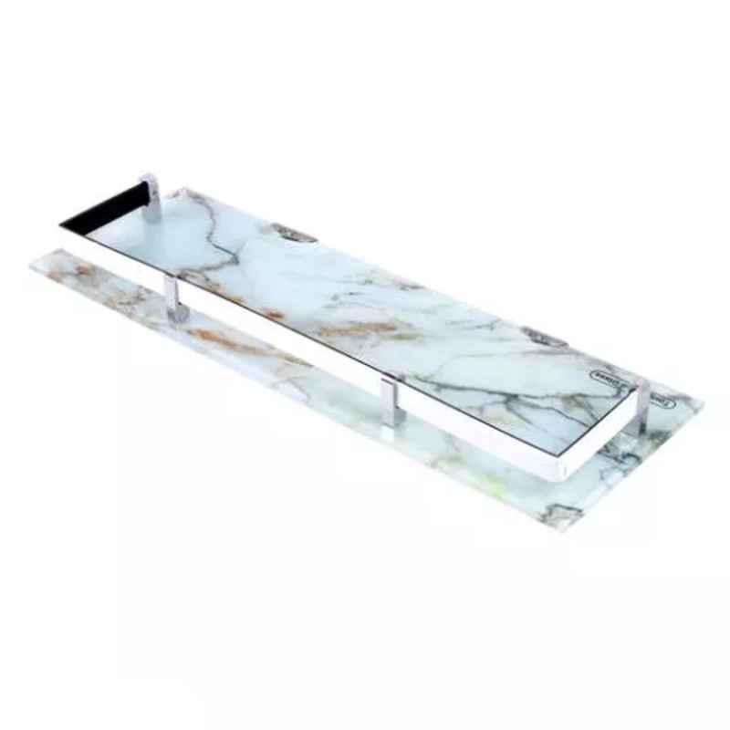 Harbalife 18x6 inch Marble Digital Printed Toughened Glass Wall Shelf, TS5M618AR3ABSP2DLR4 (Pack of 3)