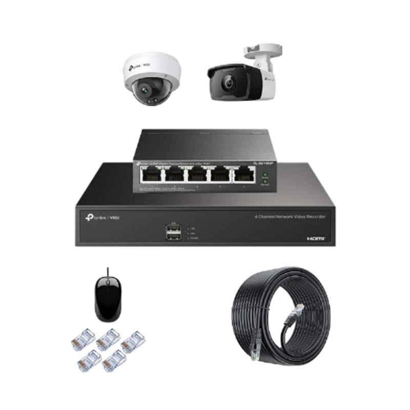 TP-Link VIGI C320I & C220I 2MP Indoor & Outdoor Network IP Combo Kit with 4 Channel NVR, 2 Camera, 5 Port POE Switch, D-LINK 100M LAN Cable