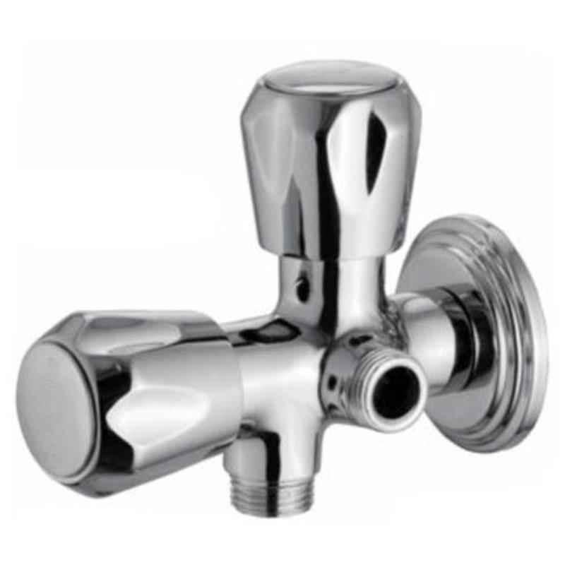 Drizzle Conty 2 in 1 Brass Chrome Finish Silver Angle Valve, AAC2IN1CONTI