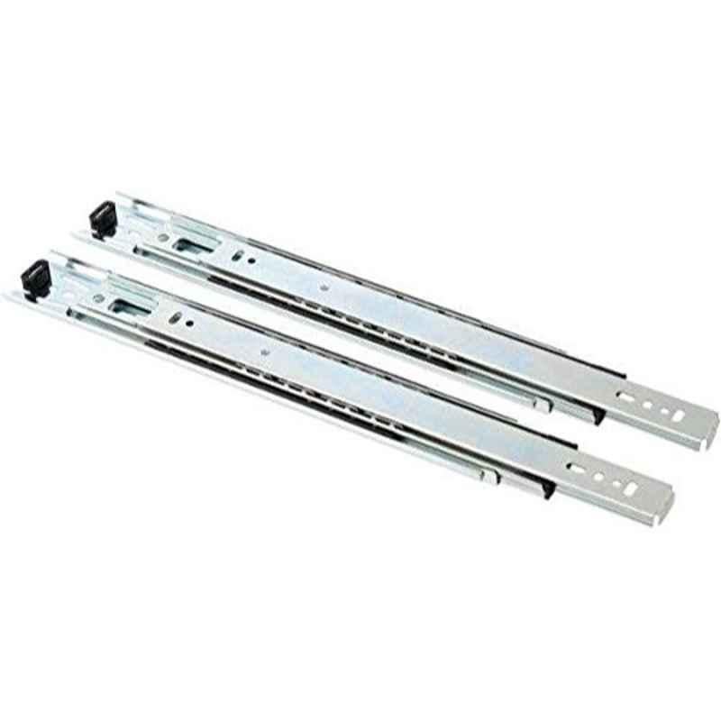 Hettich 2 Pcs 24 inch Steel Zinc Finish Drawer Sliding Wardrobe Telescopic Channel Set, 9215442