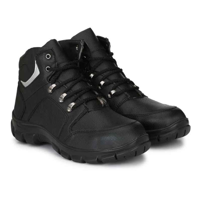 Manslam MLM15 Black Steel Toe Work Safety Shoes, Size: 9