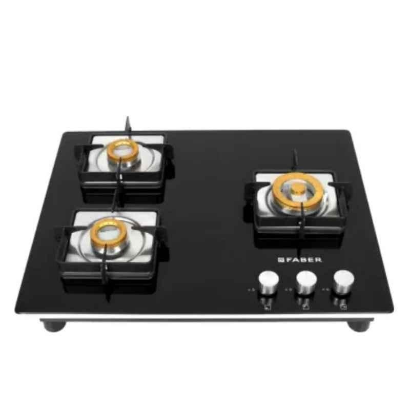 Faber 3 Burners Brass Glass Automatic Hob, HTG 653 CRS BR CI