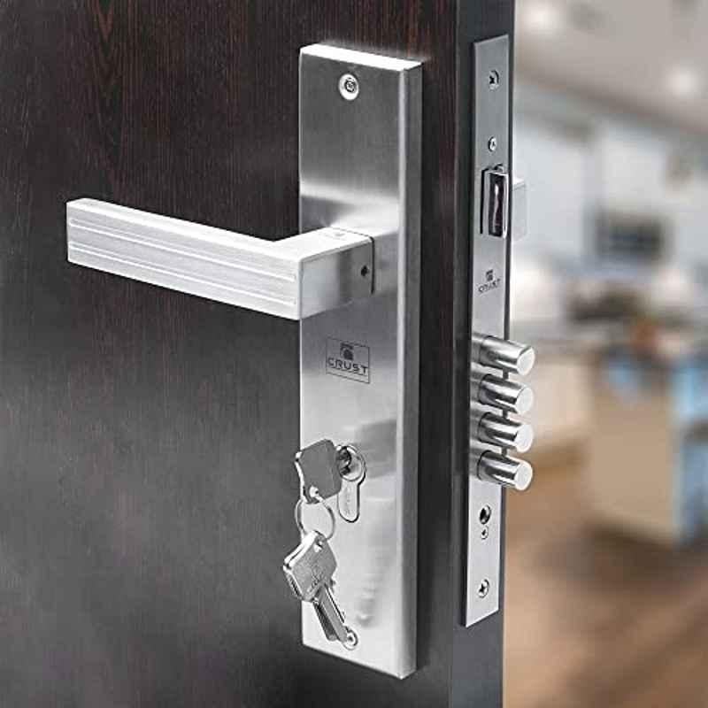 Saze Altroz 10 inch Stainless Steel Matt Finish Cylindrical Plate One Side Key Mortise Door Lock Handle Set with 3 Keys