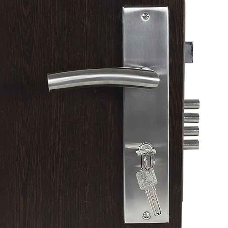 Handle Waala MG1105 10 inch 60mm Stainless Steel Silver Cylindrical Plate Both Side Key Mortise Door Lock Set