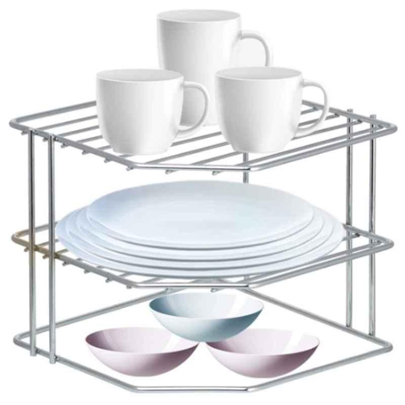 Nisko 30x30x30cm Stainless Steel 3 Shelves Multipurpose Kitchen Corner Shelf Rack Stand