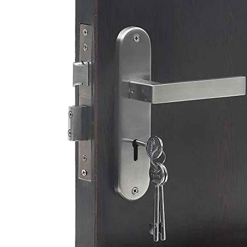 Saze 8 inch Stainless Steel 304 Round KY Plate Mortise Door Lock Handle Set with 3 Keys, LB-301