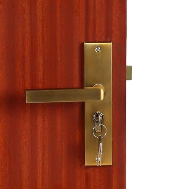 Homexpert MG201 8 inch 60mm Stainless Steel Antique Brass Finish Cylindrical Plate One Side Key Mortise Door Lock Set