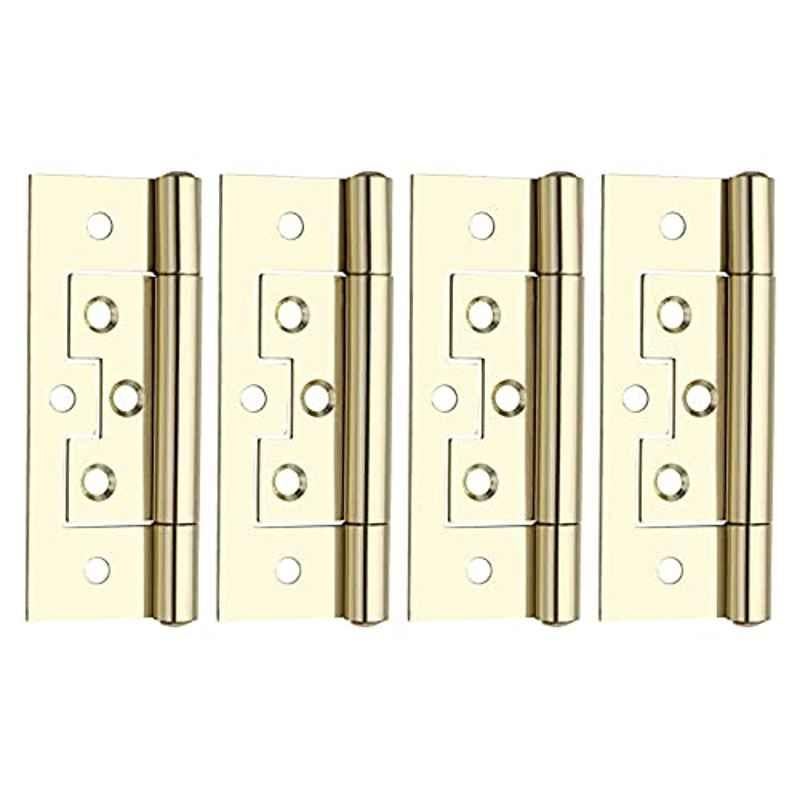 Screwtight 2.5 inch Iron Brass Effect Finish Cabinet & Door Flush Hinge, â€ŽS170704EB-4 (Pack of 4)