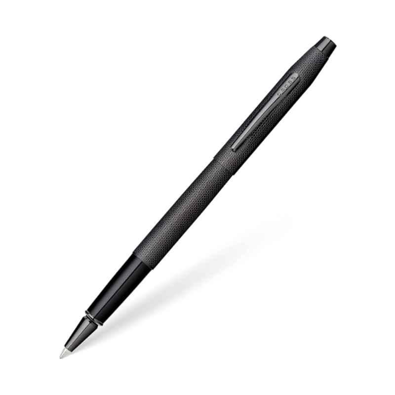Cross Classic Century Black Ink Brushed Black PVD Finish Roller Ball Pen with 1 Pc Black Gel Ink Refill Set, AT0085-122