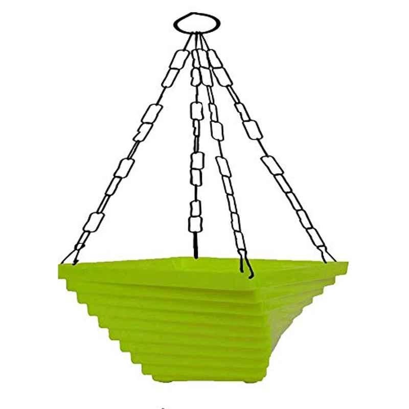 Gardens Need 4 Pcs 23.5x23.5x11cm 100% Virgin Plastic Spiral Lemon Green Hanging with Iron Chain