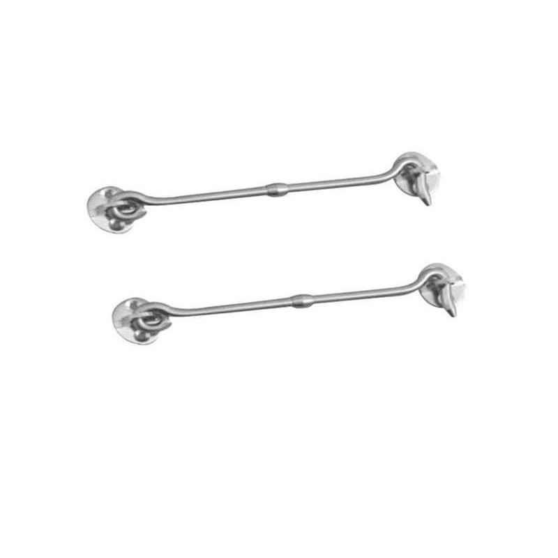 Smart Shophar 6 inch Stainless Steel Silver Round Gate Hook, SHA40GH-ROUN-SL06-P2 (Pack of 2)