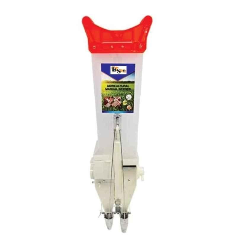Latson S-2 Plastic White Agricultural Double Barrel Manual Seeder Cum Fertilizer, MTAK-MA-HA-5310