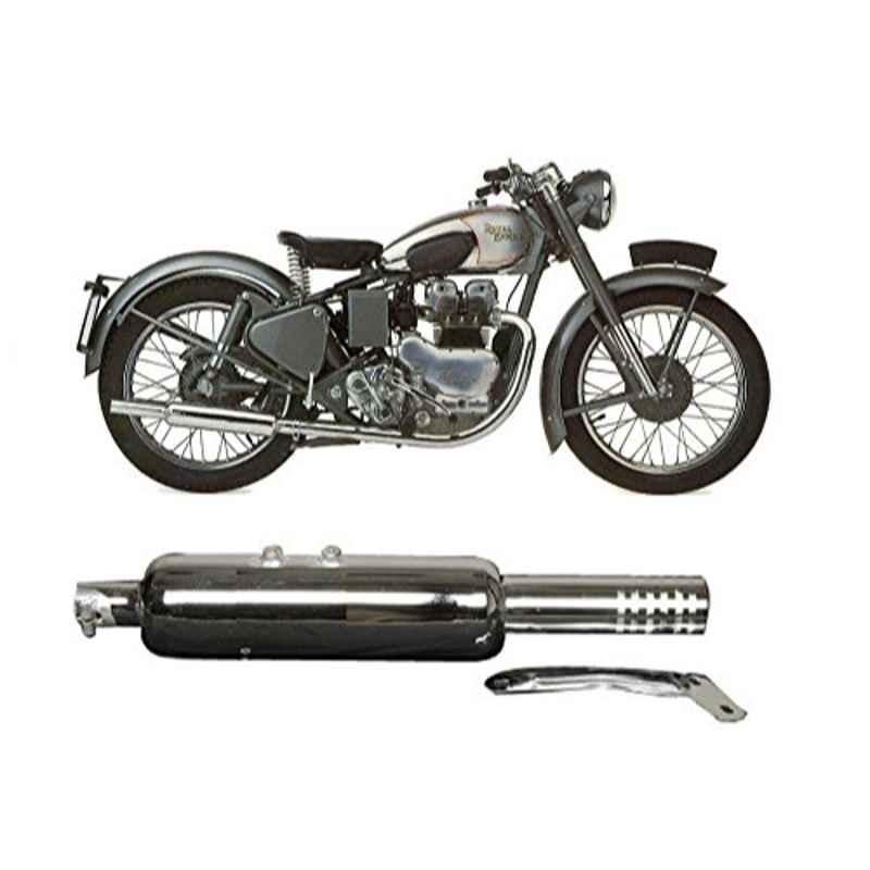 AllExtreme EXULS4 Chrome Short Bottle Empty Punjabi Silencer Exhaust with Bush