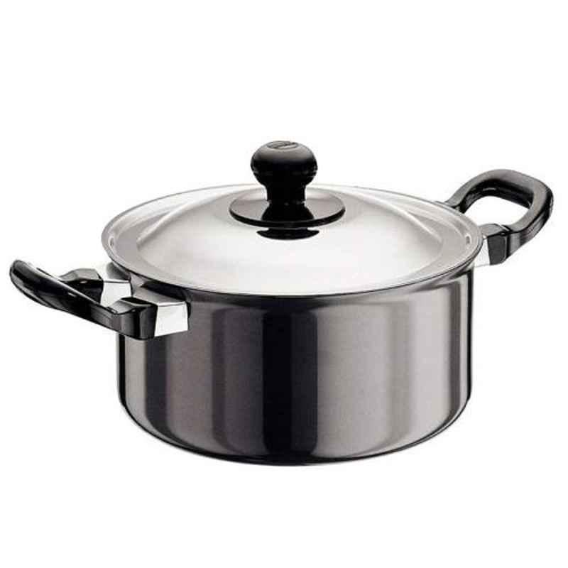 Hawkins Futura 18cm 2.25L Aluminium Black Hard Anodised Stew Pot with Lid, HK-KW-L33