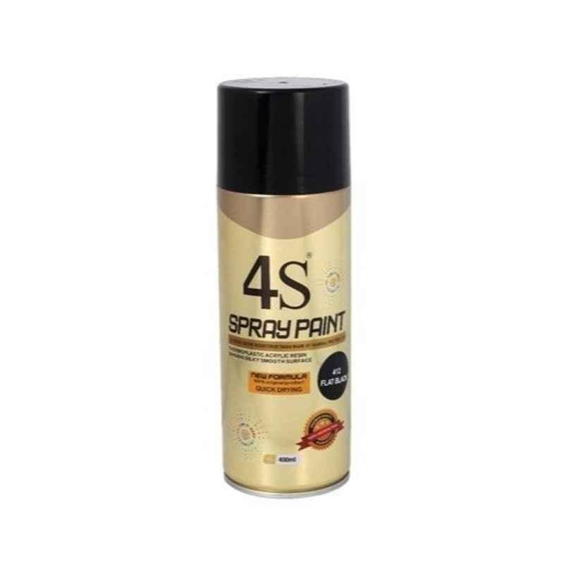 4S 400ml Black Aerosol Acrylic Spray Paint, 4S410 (Pack of 24)