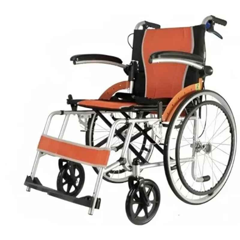 Karma 100kg Orange & Grey Foldable Wheelchair with Seat Belt, Ryder-5