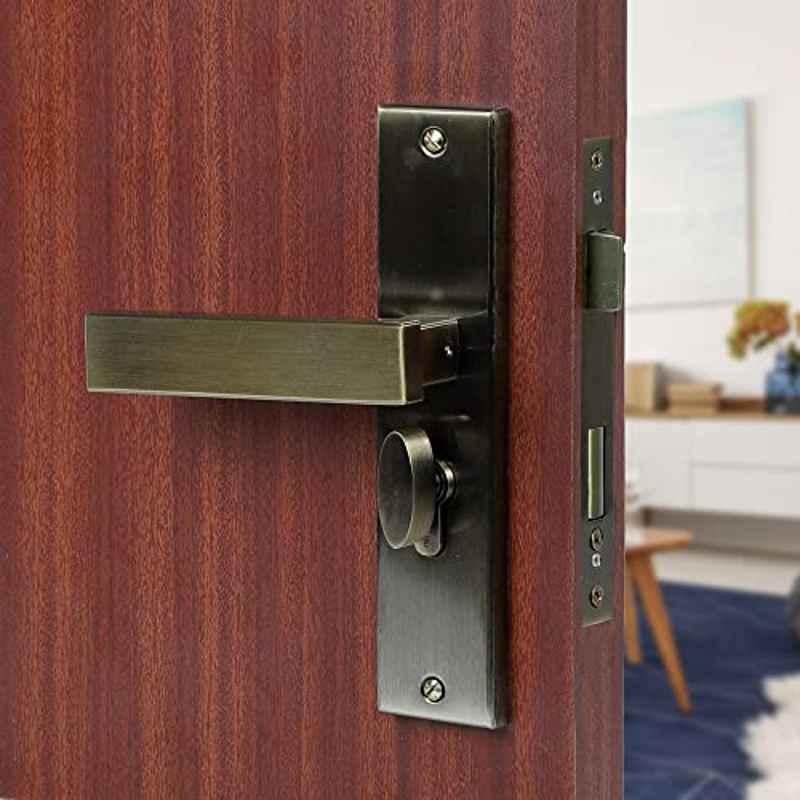 Voltizi 8 inch Stainless Steel 304 Antique Finish Cylindrical Plate Mortise Door Lock Handle Set with One Side Key, LB-1007
