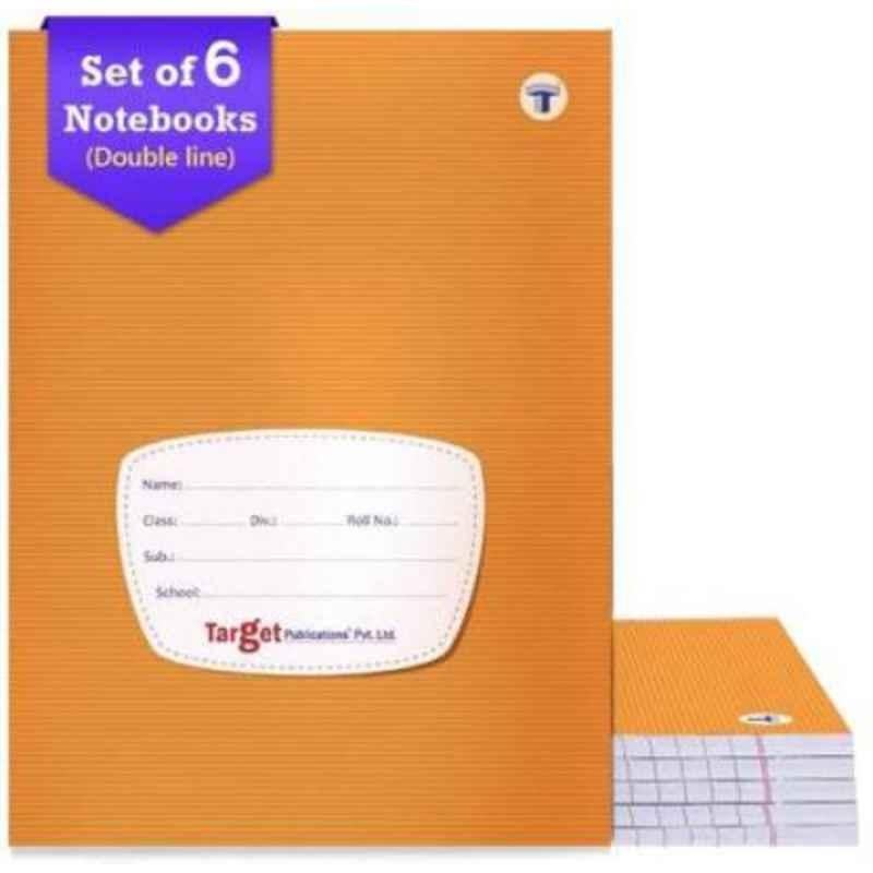 Target Publications Regular 172 Pages Brown Ruled Small Double Line Notebook (Pack of 6)