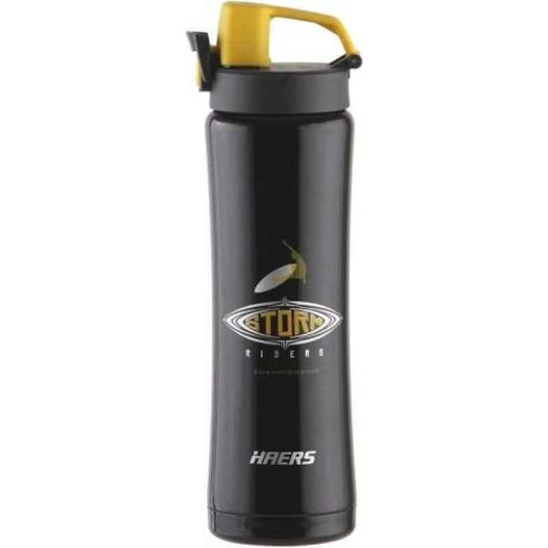Haers 550ml Stainless Steel Black Vacuum Sports Bottle, HD-550-8-BLK (Pack of 3)