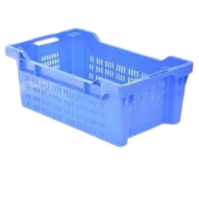 Nilkamal 626x381x300mm HDPE Blue JR Stackable & Nestable Crate, 6238300