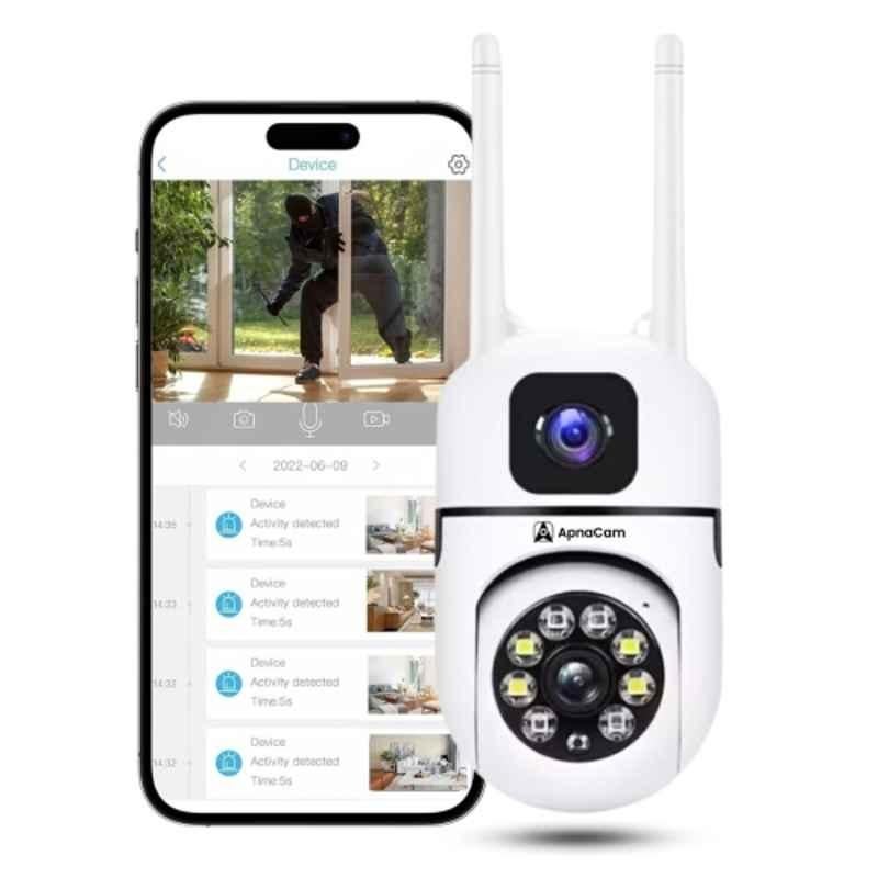ApnaCam 2MP Indoor Mini PTZ Smart WiFi Camera with Dual Lens, Live Monitoring, Colour Night Mode, Motion Detect Alert & 2 Way Audio