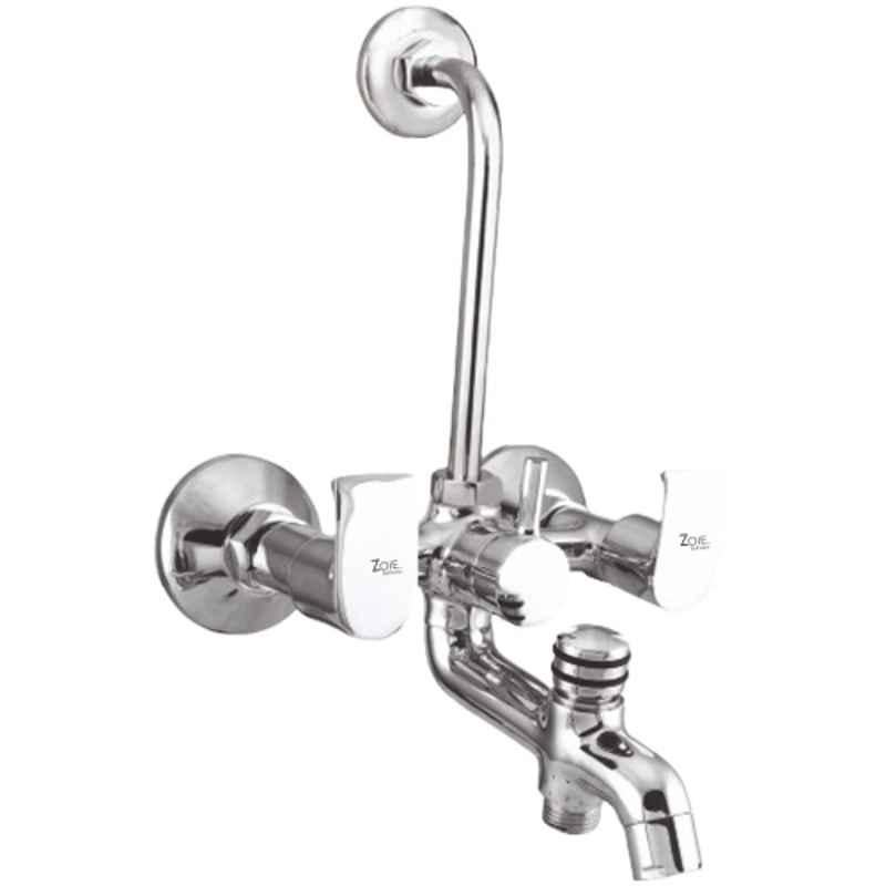 Zoie Stonex Brass Silver Chrome Finish 3 in 1 Wall Mixer, Z27022