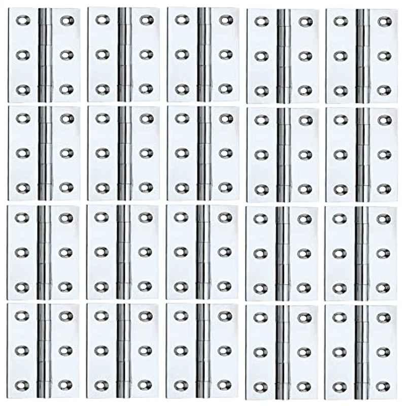 Screwtight 2.5 inch Iron Chrome Finish Door & Cabinet Butt Hinge, B170104CP-20p (Pack of 20)