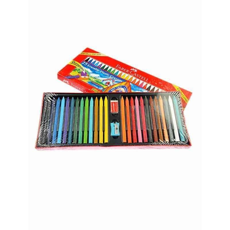 Faber-Castell 110mm Erasable Plastic Crayon Set, 122725 (Pack of 10)