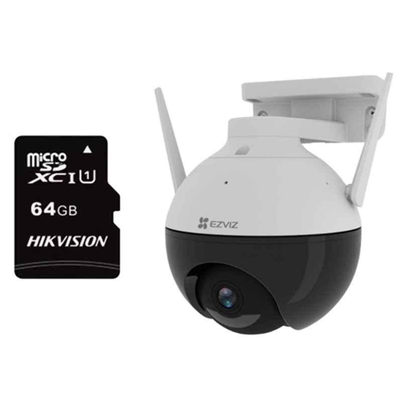 Ezviz C8C Full HD 1080P IP65 White Outdoor Pan/Tilt Camera with Color Night Vision & 64GB Memory Card, CS-C8C