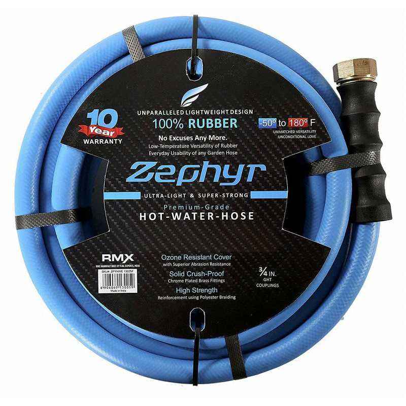 Zephyr 1 Inch Next Gen Rubber Garden Hose with Brass End Fitting, Length: 100 ft