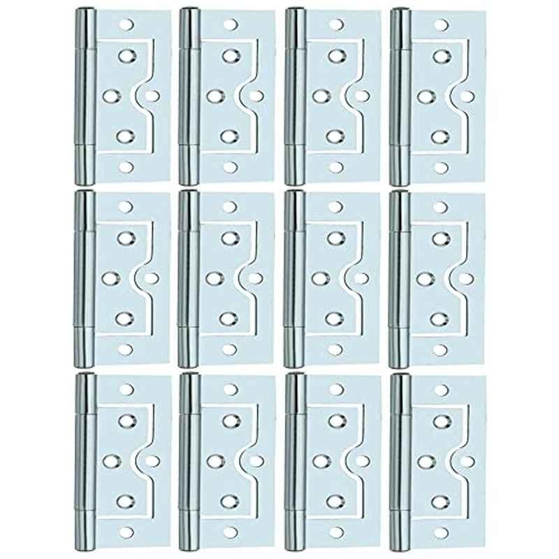 Screwtight 3 inch Iron Chrome Finish Flush Butt Hinge with Mounting Screws, S170705CP-12 (Pack of 12)