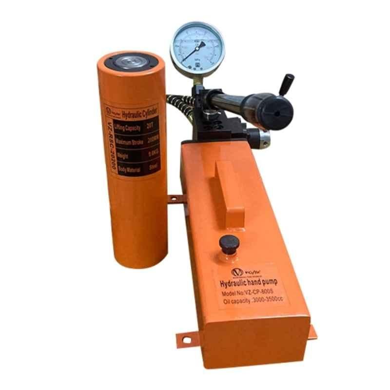Voltz VZ-RSC-20200 20 Ton 500mm Alloy Steel Hydraulic Jack with VZ-CP-800S Double Acting Hydraulic Hand Pump