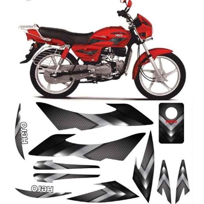 Just Rider Black Fancy Sticker Kit for Hero Splendor Bike